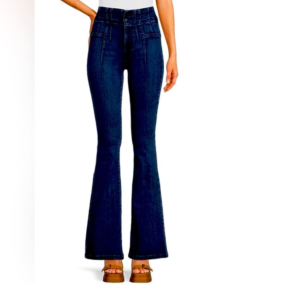 Free People Dark Blue High-Rise Flare Jeans